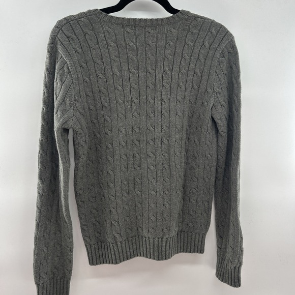 Ralph Lauren Sport Sweater  Vintage Large Women's Gray V Neck Cable Knit Preppy - Picture 4 of 7